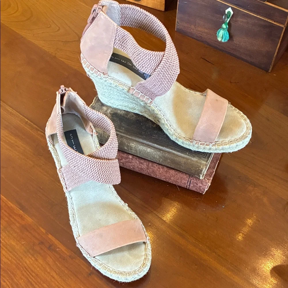 Steve Madden Pink Woven Elastic Espadrille Wedge Sandals